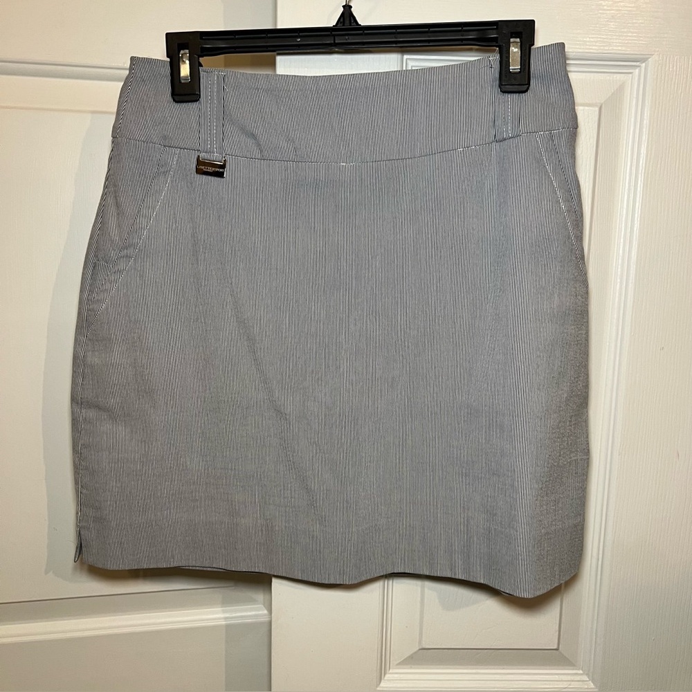 Lisette L Sport Montreal Blue & White Stripped Gold Skort Skirt Womens Size 6